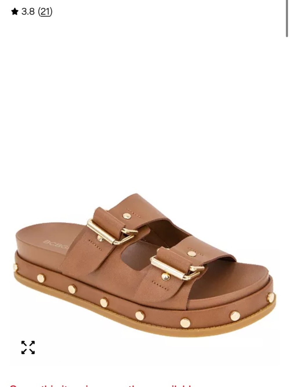 BCBG Women's Double-Buckle Tan Slide Sandals- price is firm